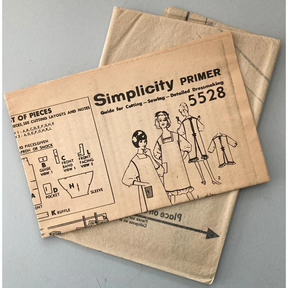 Vtg Simplicity 5528 Pattern Misses Smock Apron Cottage Artist Uncut '64